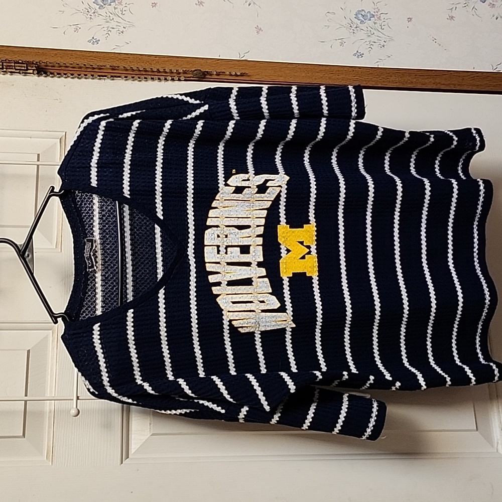 Striped Navy and White U Of Michigan Wolverines Sweater